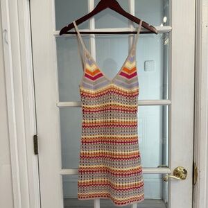 JUNIPER BLU Women's Multicolor Crochet Sleeveless Dress Size S NEW